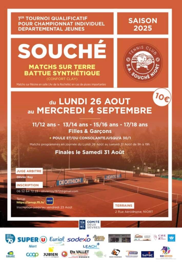 Inscriptions au club de tennis de Niort Souché