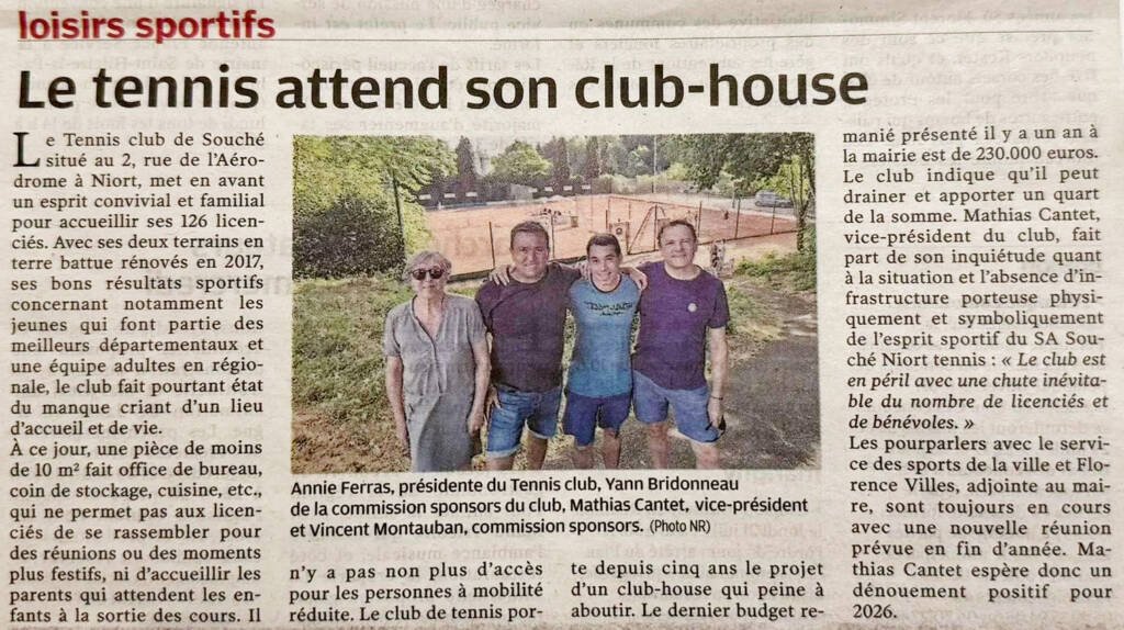 Le tennis de Niort Souché attend son club-house