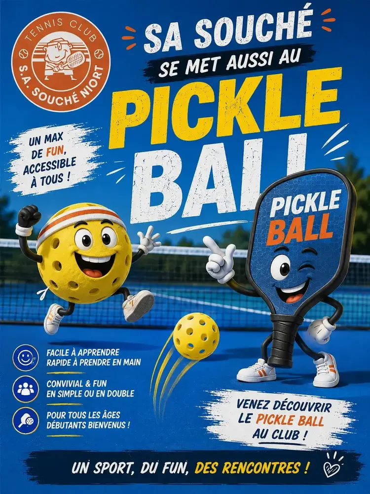 Viens tester le Pickle Ball avec le club de tennis de Souché Niort